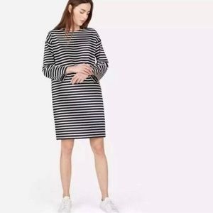 EVERLANE size small Breton Striped Shift Dress Long Sleeve